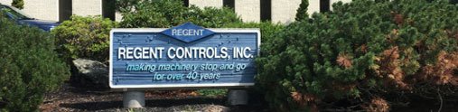 Sign for Regent Controls, Inc, a leading industrial clutch and brake control manufacturer.